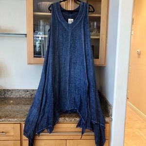 John P. Greece 100% Linen V-Neck Dress w/ pockets